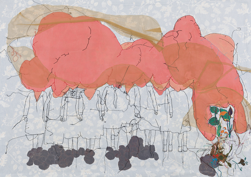 2015, 104x140cm, embroidery and painting on duvet