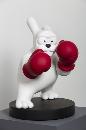 'Boxing Bunny', 2016, R: 38 cm h: 55 cm, polyester, polyurethane, plexiglass