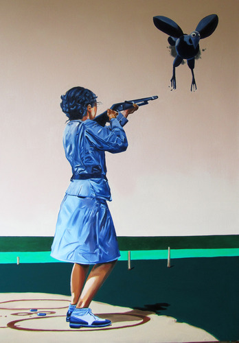 Shooter,<br />2010,<br />acrylic and oil on canvas<br />135x95 cm<br />