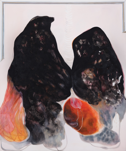 nefes al / breathe, 2014<br />180x150 cm, tuval üzerine karışık teknik / mixed media on canvas